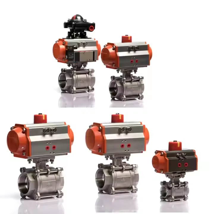 Pneumatischer Aktuator Interner Gewinde-Edelstahl 316 3 PCS Pneumatische bidirektionale Kugelventil