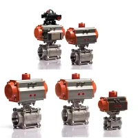 Pneumatischer Aktuator Interner Gewinde-Edelstahl 316 3 PCS Pneumatische bidirektionale Kugelventil